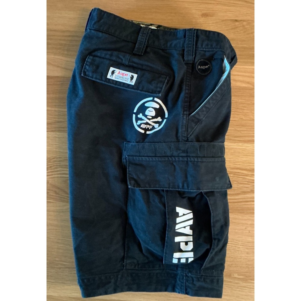 AAPE By A Bathing Ape Cargo Shorts XL‎ Black Utility Streetwear Japan